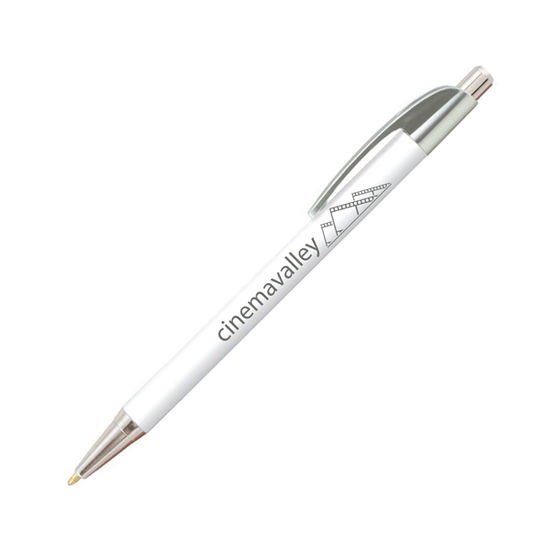 Plunger-action ballpoint pen with chrome accents, digital print and pocket clip.... from ASI 62088 IDProductsource