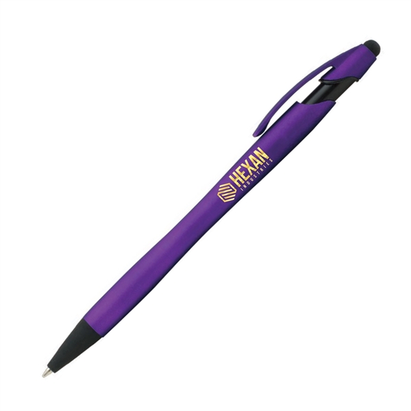 Plastic plunger-action ballpoint pen and stylus point with rubberized barrel and... from ASI 62088 IDProductsource