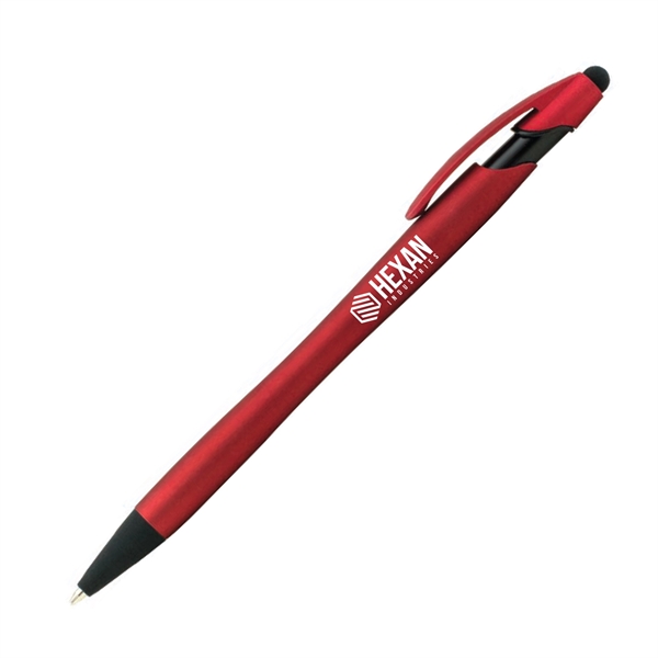 Plastic plunger-action ballpoint pen and stylus point with rubberized barrel and... from ASI 62088 IDProductsource