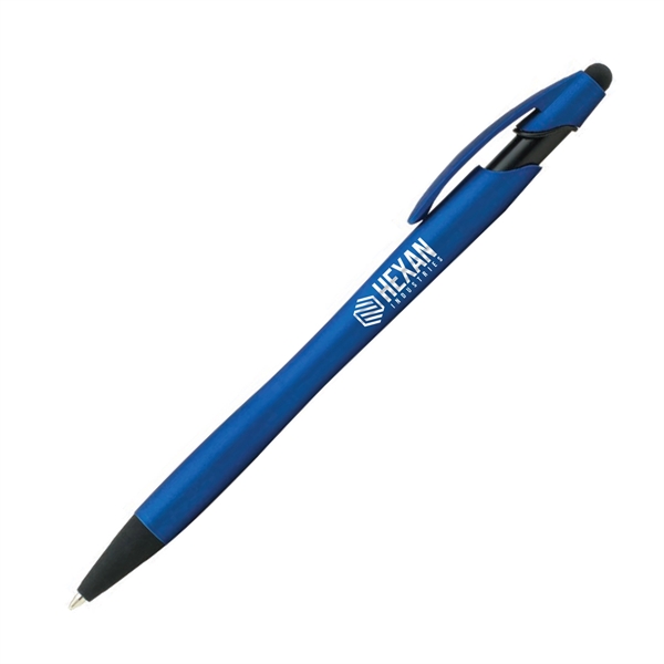 Plastic plunger-action ballpoint pen and stylus point with rubberized barrel and... from ASI 62088 IDProductsource