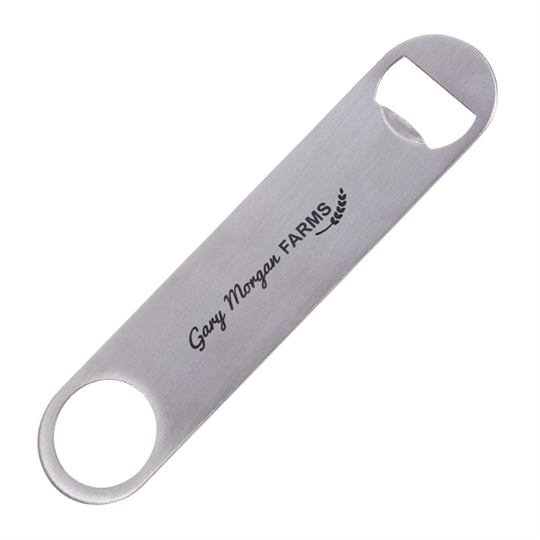7.125" x 1.5" stainless steel bottle opener with pour spout remover.... from ASI 62088 IDProductsource