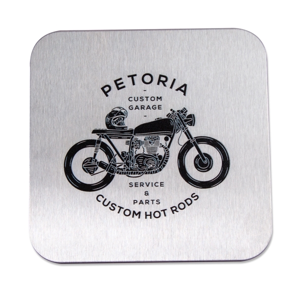 3.5" square stainless steel custom beverage coaster.... from ASI 62088 IDProductsource