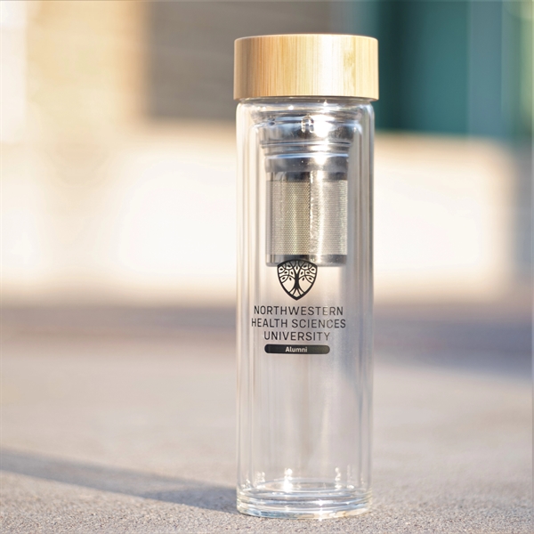 Reusable Glass Tea Bottle with Bamboo Lid 15 OZ... from ASI 72657 Active Life Promo / Ingrain Promo Ingrain