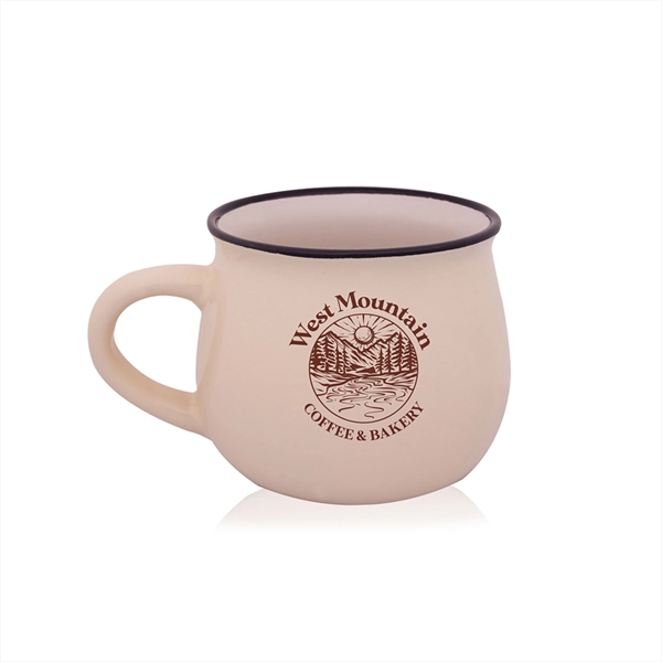 3.25" x 3.5" ceramic potbelly style two-tone coffee mug with black... from ASI 62088 IDProductsource