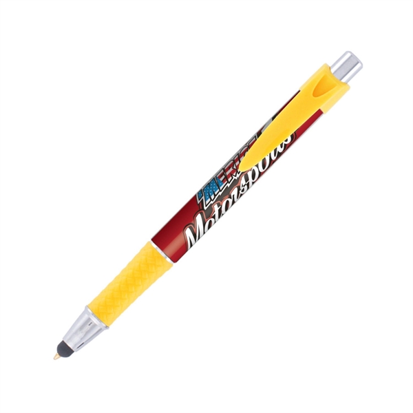 Plastic plunger action ballpoint pen and device stylus with color matched... from ASI 62088 IDProductsource