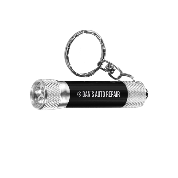 2.75" x 0.5" metal keychain with miniature LED flashlight and split... from ASI 62088 IDProductsource