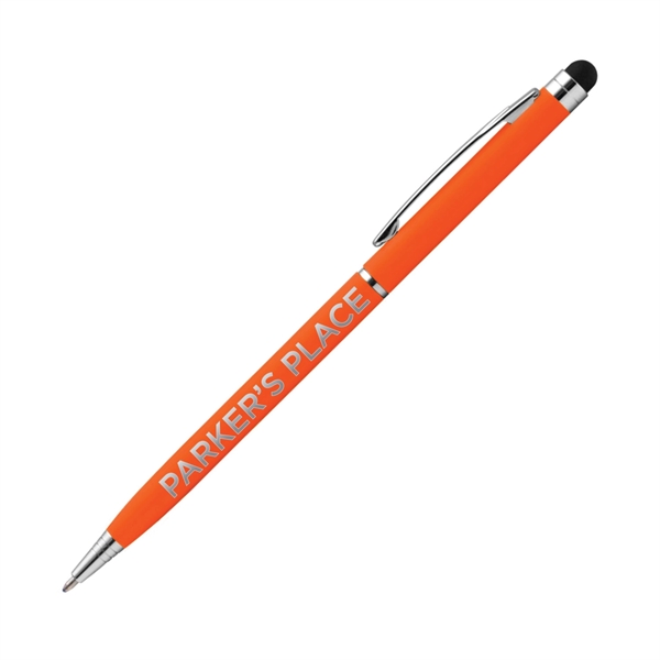 Metal ballpoint pen with rubberized finish, chrome accents, pocket clip and... from ASI 62088 IDProductsource