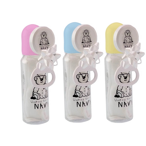 Bib ribbon set with white tie closure bib, rattle and baby... from ASI 88310 Southeast Plastics / SE Line/SE Little Line