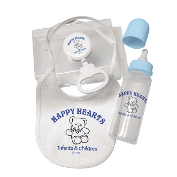 Bib box set with tie closure bib, baby bottle and rattle.... from ASI 88310 Southeast Plastics / SE Line/SE Little Line