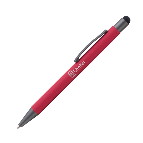 Plastic ballpoint pen and stylus point with rubberized finish and pocket... from ASI 62088 IDProductsource