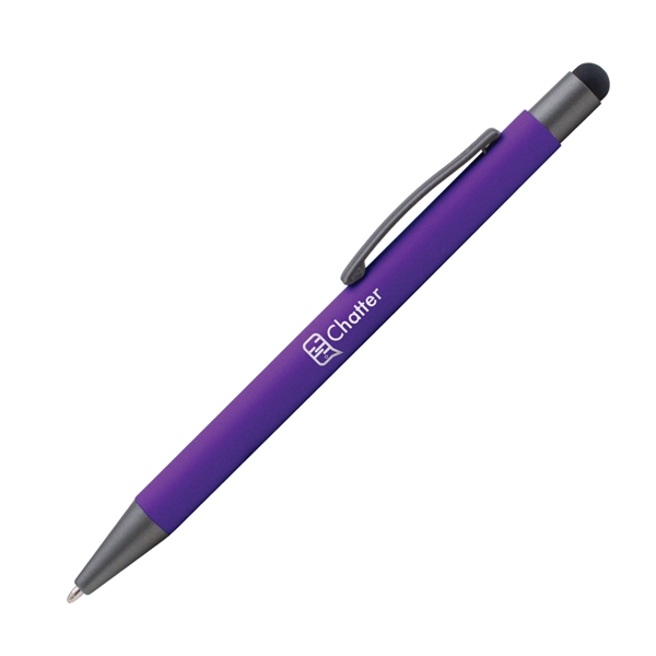 Plastic ballpoint pen and stylus point with rubberized finish and pocket... from ASI 62088 IDProductsource