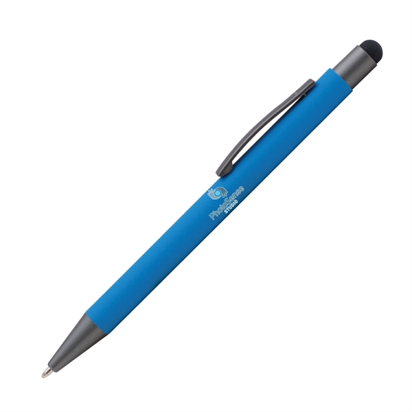 Aluminum ballpoint pen and device stylus with rubberized finish and pocket... from ASI 62088 IDProductsource
