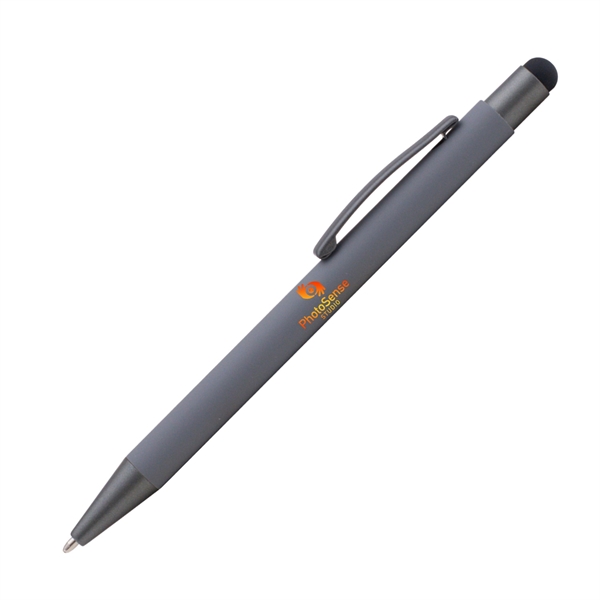 Aluminum ballpoint pen and device stylus with rubberized finish and pocket... from ASI 62088 IDProductsource