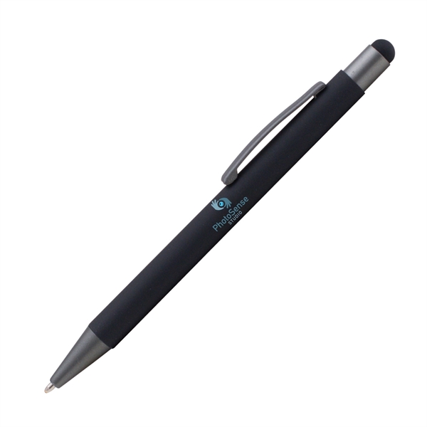 Aluminum ballpoint pen and device stylus with rubberized finish and pocket... from ASI 62088 IDProductsource