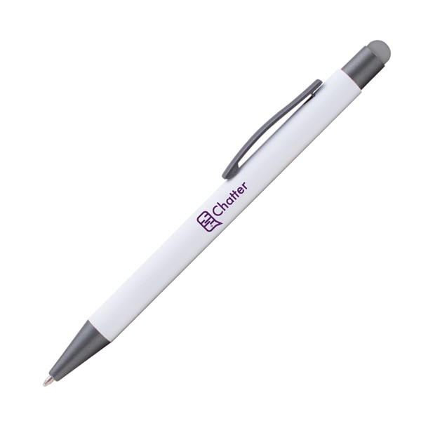 Aluminum ballpoint pen and device stylus with rubberized finish and pocket... from ASI 62088 IDProductsource