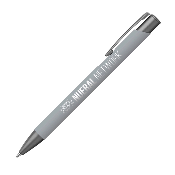 Plunger action metal ballpoint pen with colored barrel, gunmetal accents and... from ASI 62088 IDProductsource