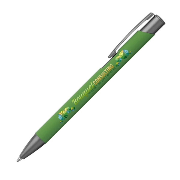 Metal ballpoint pen with colored barrel, gunmetal accents and pocket clip.... from ASI 62088 IDProductsource