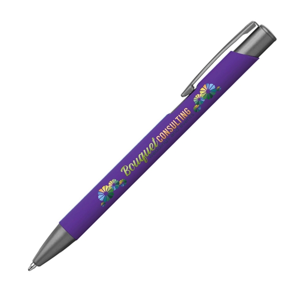 Metal ballpoint pen with colored barrel, gunmetal accents and pocket clip.... from ASI 62088 IDProductsource