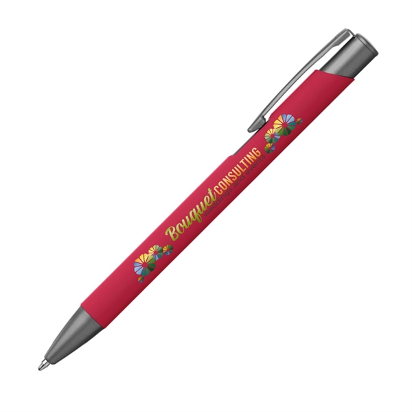 Metal ballpoint pen with colored barrel, gunmetal accents and pocket clip.... from ASI 62088 IDProductsource
