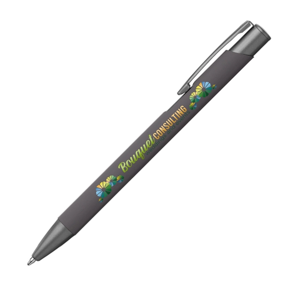 Metal ballpoint pen with colored barrel, gunmetal accents and pocket clip.... from ASI 62088 IDProductsource