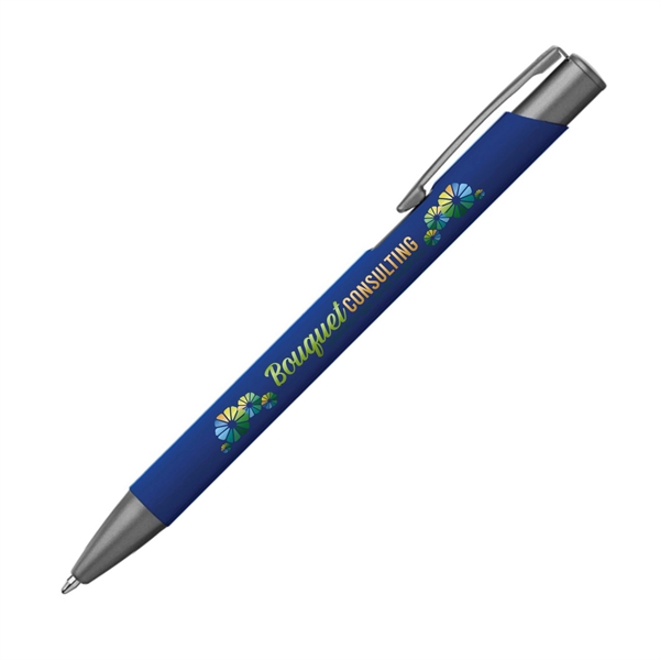 Metal ballpoint pen with colored barrel, gunmetal accents and pocket clip.... from ASI 62088 IDProductsource