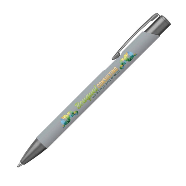 Metal ballpoint pen with colored barrel, gunmetal accents and pocket clip.... from ASI 62088 IDProductsource