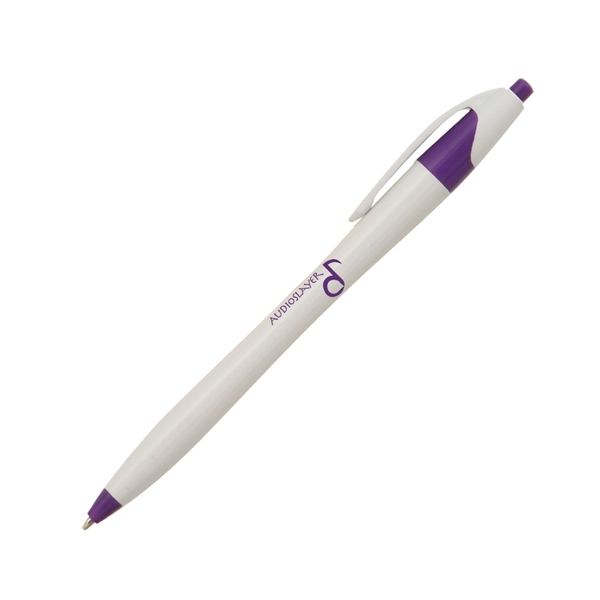 Plunger action pen with white barrel with colored accents and pocket... from ASI 62088 IDProductsource