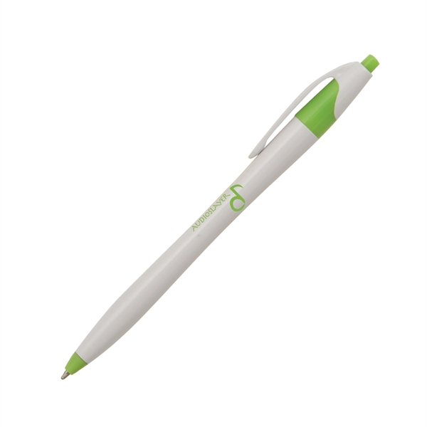 Plunger action pen with white barrel with colored accents and pocket... from ASI 62088 IDProductsource