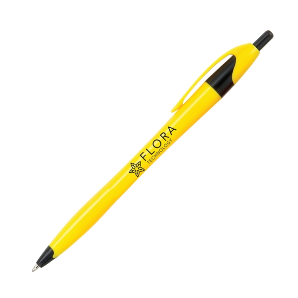 Plunger action plastic ballpoint pen with colored barrel and pocket clip.... from ASI 62088 IDProductsource