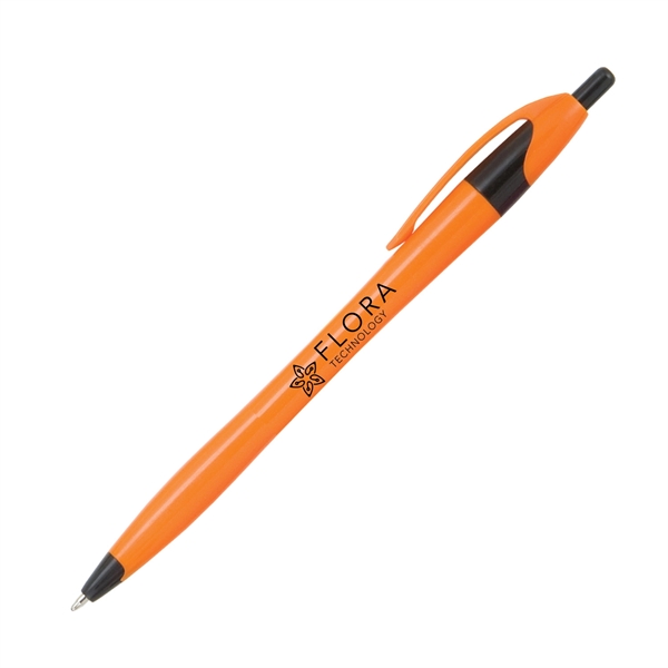 Plunger action plastic ballpoint pen with colored barrel and pocket clip.... from ASI 62088 IDProductsource