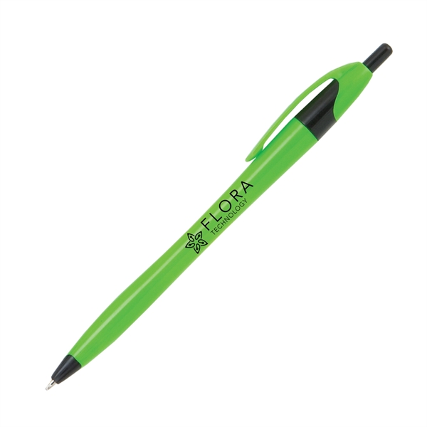 Plunger action plastic ballpoint pen with colored barrel and pocket clip.... from ASI 62088 IDProductsource