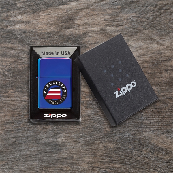 The new High Polish Indigo Genuine Zippo windproof lighter. All metal... from ASI 46170 Compass Industries Inc