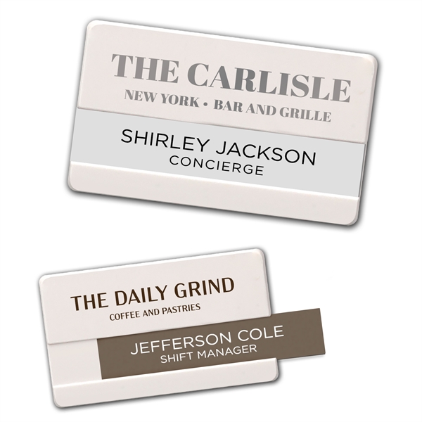 2.75" x 1.625" plastic and vinyl name badge with recessed label... from ASI 62088 IDProductsource