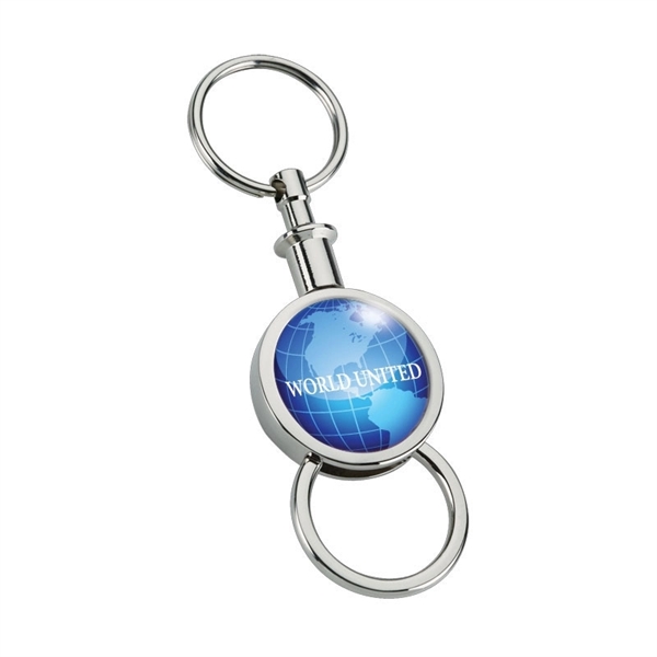 0.38" x 1.25" x 4" Barriga metal separating keychain with chrome... from ASI 67866 Logomark/Valumark