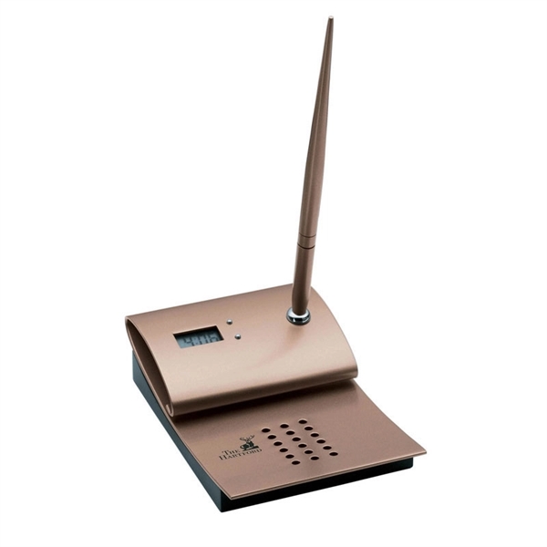 Magnifique series digital clock and metal pen stand.... from ASI 67866 Logomark/Valumark