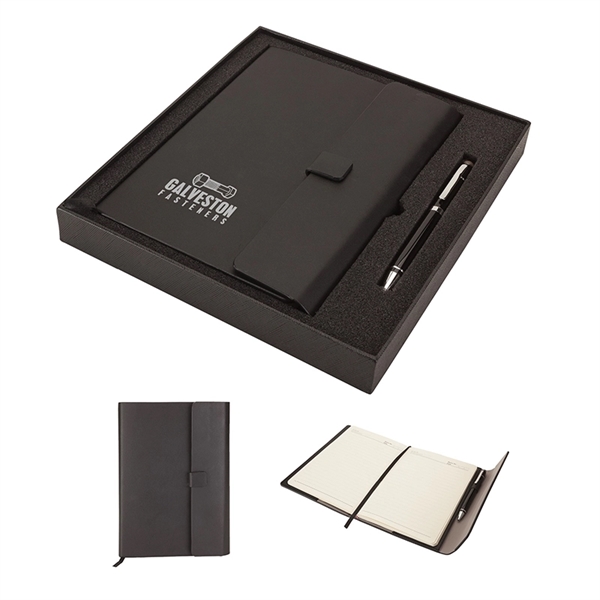 Journal gift set with hard-covered junior size journal and an aluminum... from ASI 67866 Logomark/Valumark