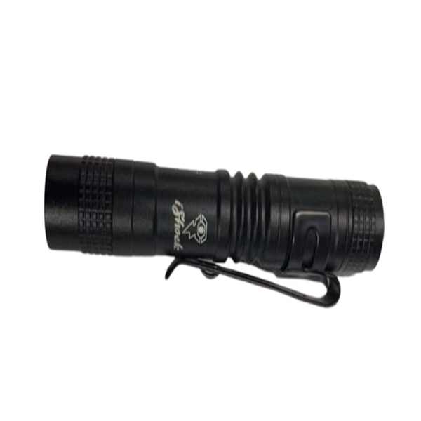 Single black mini LED flashlight in aluminum alloy with clip... from ASI 37218 Athena Promo (tm)