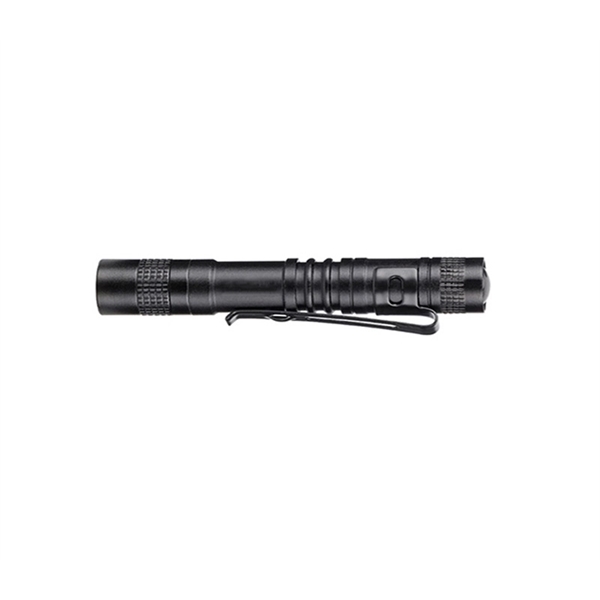 Single black mini LED flashlight in aluminum alloy with clip... from ASI 37218 Athena Promo (tm)
