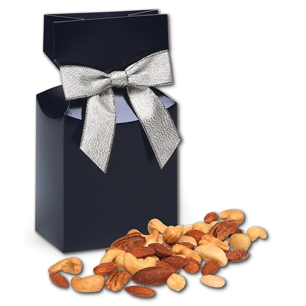 Navy gift box filled with deluxe mixed nuts.... from ASI 68680 Maple Ridge Farms Inc