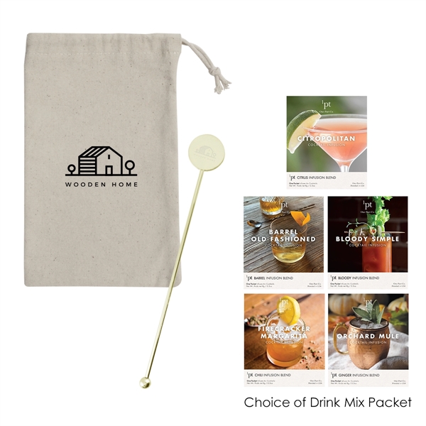 Gift set with 7" stainless steel cocktail stirrer, infusion drink packet... from ASI 61125 Hit Promotional Products / Hit®
