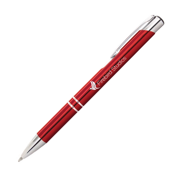 Medium ballpoint pen with metallic barrel, pocket clip and chrome accents.... from ASI 62088 IDProductsource