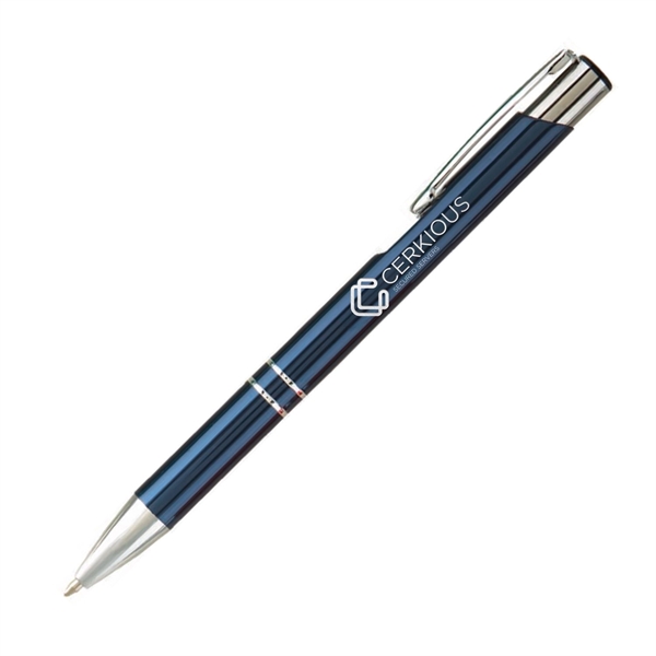 Medium ballpoint pen with metallic barrel, pocket clip and chrome accents.... from ASI 62088 IDProductsource