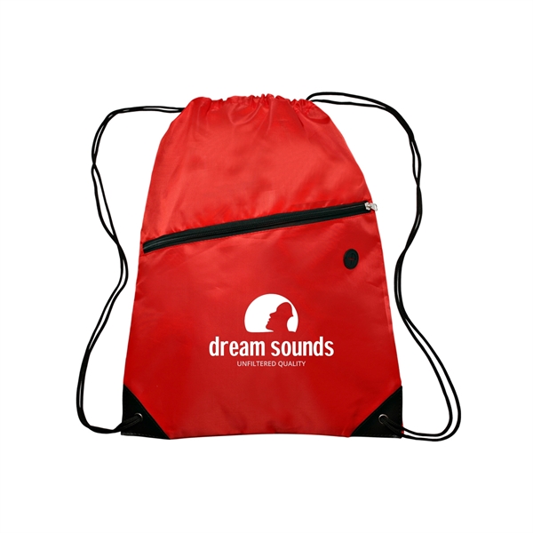 13.5" x 18" 210 Denier polyester drawstring backpack with zip front... from ASI 62088 IDProductsource