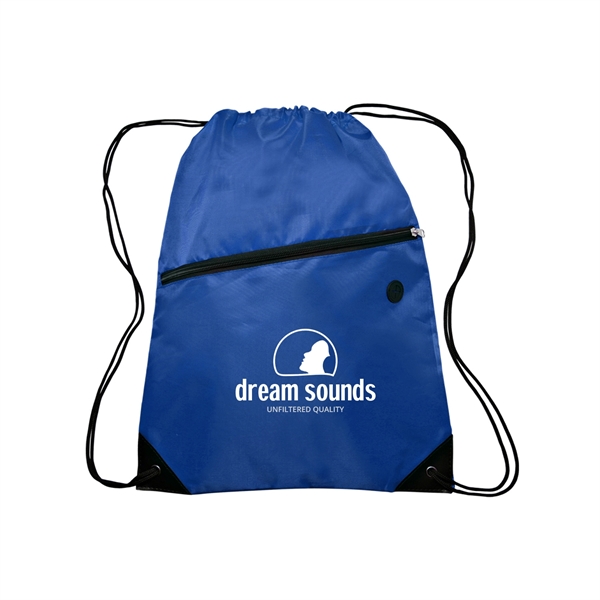 13.5" x 18" 210 Denier polyester drawstring backpack with zip front... from ASI 62088 IDProductsource