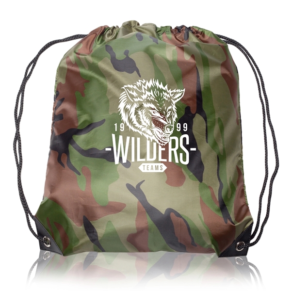 14" x 18" 210 Denier polyester drawstring backpack with polyurethane leather... from ASI 62088 IDProductsource