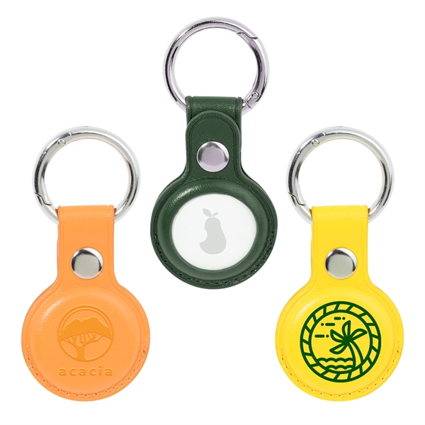 0.375" x 1.625" x 2.5" faux leather keychain with Airtag holder... from ASI 62088 IDProductsource