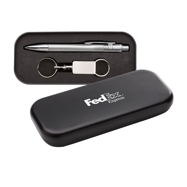 Pen / keychain satin black metal box.... from ASI 84592 St Regis Group