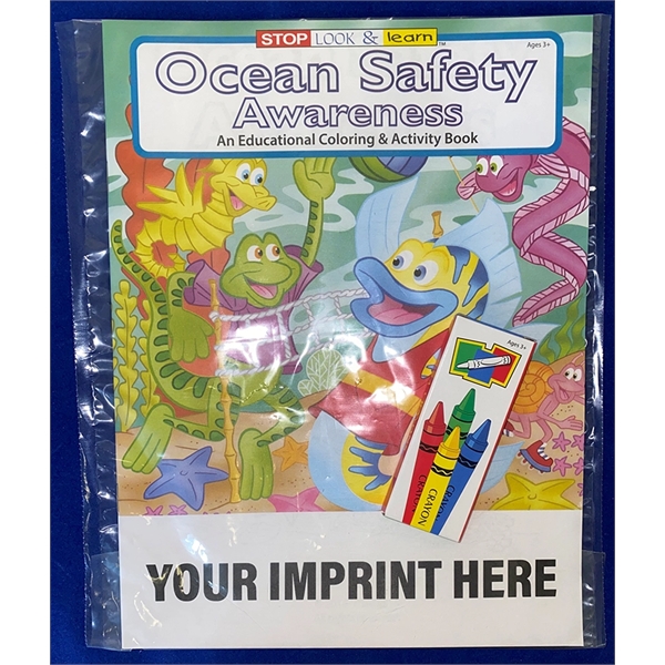 Ocean Safety Awareness coloring book fun pack with unimprinted crayons.... from ASI 45815 Coloring Book Solutions / Coloring Book Solutions™