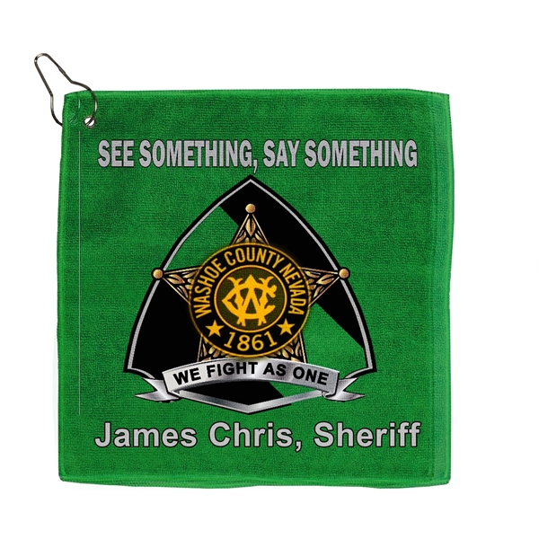 12" x 12" microfiber golf towel with metal grommet and clip... from ASI 62660 Innovation Line