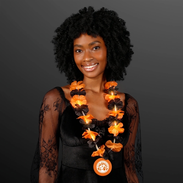Light Up Halloween Lei with Medallion, Imprinted Medallion Pricing... from ASI 34194 ALightPromos / Alight Promotional Products